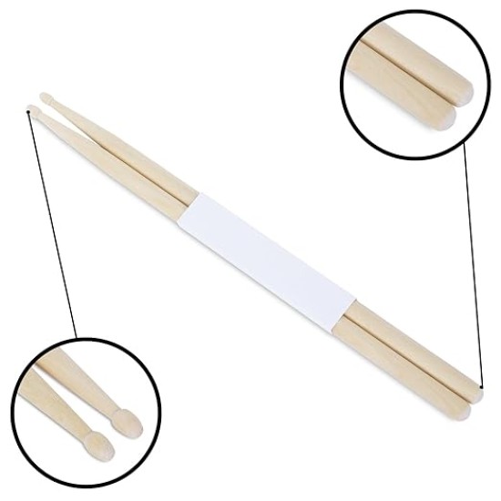 Juârez JRDS100 Wooden Drum Sticks – 5A Size, Maple Wood with Wooden Tips, Durable & Balanced for Drummers (Pair)