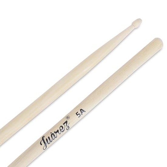 Juârez JRDS100 Wooden Drum Sticks – 5A Size, Maple Wood with Wooden Tips, Durable & Balanced for Drummers (Pair)