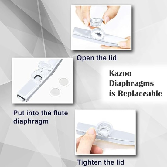 Juarez Kazoo Silver Aluminum Alloy with Five Membrane Flute Diaphragm Mouth Kazoos Musical Instruments JRKZ100