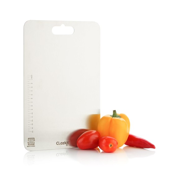 Clazkit Stainless Steel Chopping Board Vegetable,Fruit Cutting, Kneeding, Cake Prep, Heavy Duty Chopping-Board (Size 31.8CM X 21CM) Clazkit Stainless Steel Chopping Board Vegetable,Fruit Cutting, Kneeding, Cake Prep, Heavy Duty Chopping-Board (Size 31.8CM X 21CM)