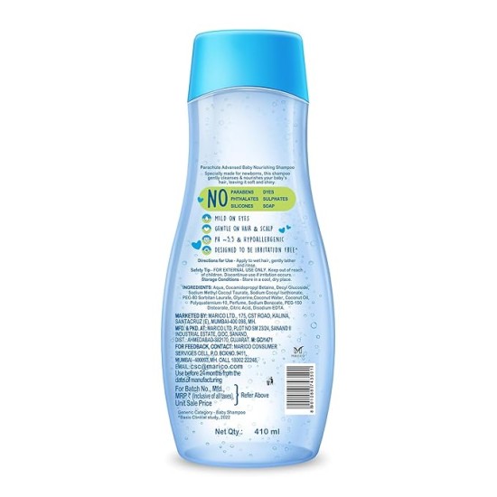 Parachute Advansed Baby Shampoo for Kids | Doctor Certified | Tear Free | Tender Coconut Water & Virgin Coconut Oil | Soft & Shiny Hair | 410ml Parachute Advansed Baby Shampoo for Kids | Doctor Certified | Tear Free | Tender Coconut Water & Virgin Coconut Oil | Soft & Shiny Hair | 410ml