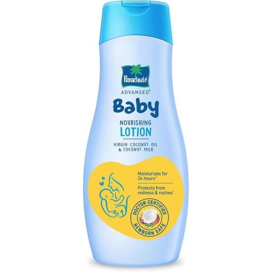 Parachute Advansed Baby Lotion for New Born Babies | Doctor Certified | Virgin Coconut Oil & Coconut Milk | Ph 5.5 | 24 Hour Moisturization | 410ml
