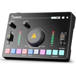 MAONO Audio Interface for Recording Studio, Audio Mixer with Noise Reduction, Pro-preamp, 48V Phantom Power, Special Effects, 8H Battery, Monitoring for Podcast Recording, Streaming, Singing-AMC2 NEO