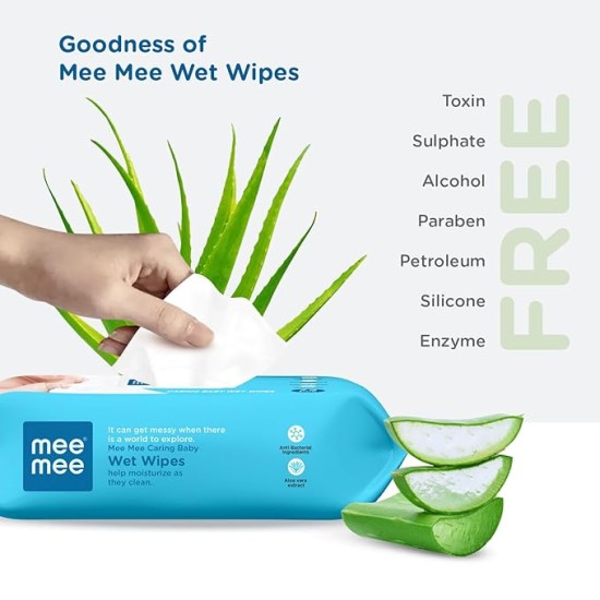 Mee Mee Soft Gentle Baby Wet Wipes (24 Wipes) Pack of 10 | Infused with Aloe Vera and Vitamin E | Paraben & Sulfate Free | Multipurpose Cleansing Wipes | Wipes Combo for Babies