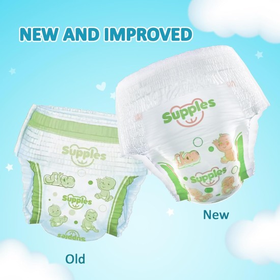 Amazon Brand - Supples Premium Baby Diaper Pants | 27 Baby Diapers | Large | 9-14 Kg | 12 Hrs Absorption | Cushiony Cotton Soft Fabric | Phthalates-Free | Triple Leak Guard