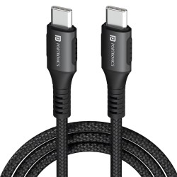 Portronics Konnect 240C 240W Futuristic Unbreakable Nylon Braided Type C Fast Charging Cable 1.2M Long, Supports Laptop and All C Smartphones and Devices (Black)