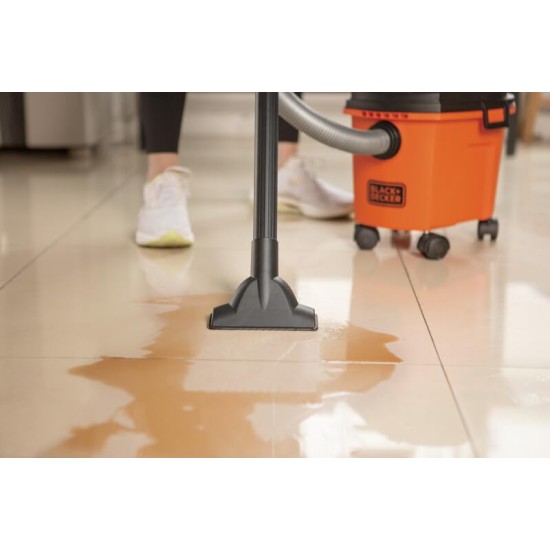 BLACK+DECKER BDWD08-B1 Wet and Dry Vacuum Cleaner with Cannister Body, 1000 W, Powerful Suction, 8L Capacity, 220V Vacuum Cleaner for Home Use, 1 Year Manufacturer Warranty(Red/Black)