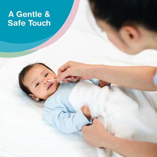 Vega Baby & Mom Cotton Buds (200 Buds, 400 Tips) (PP Can) | for Baby's Hygiene & Care | 100% Cotton |100% Care | Gently Clean Baby Skin | Convenient Pack Sizes, (VBHA3-04)