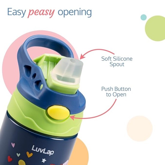 LuvLap Premium Stainless Steel Straw Sipper Made of SS304 Steel, 280ml, Blue, with One-Touch Spout Opening, BPA-Free, Rust-Free, Odour-Free Durable Design, with Easy Portable Handle, LuvLap Premium Stainless Steel Straw Sipper Made of SS304 Steel, 280ml, Blue, with One-Touch Spout Opening, BPA-Free, Rust-Free, Odour-Free Durable Design, with Easy Portable Handle,