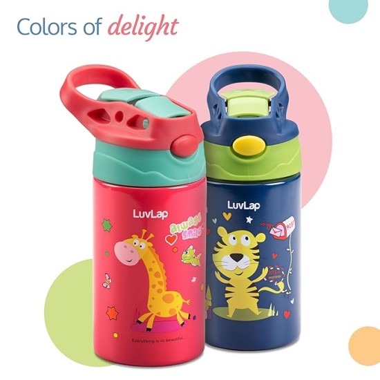 LuvLap Premium Stainless Steel Straw Sipper Made of SS304 Steel, 280ml, Blue, with One-Touch Spout Opening, BPA-Free, Rust-Free, Odour-Free Durable Design, with Easy Portable Handle, LuvLap Premium Stainless Steel Straw Sipper Made of SS304 Steel, 280ml, Blue, with One-Touch Spout Opening, BPA-Free, Rust-Free, Odour-Free Durable Design, with Easy Portable Handle,