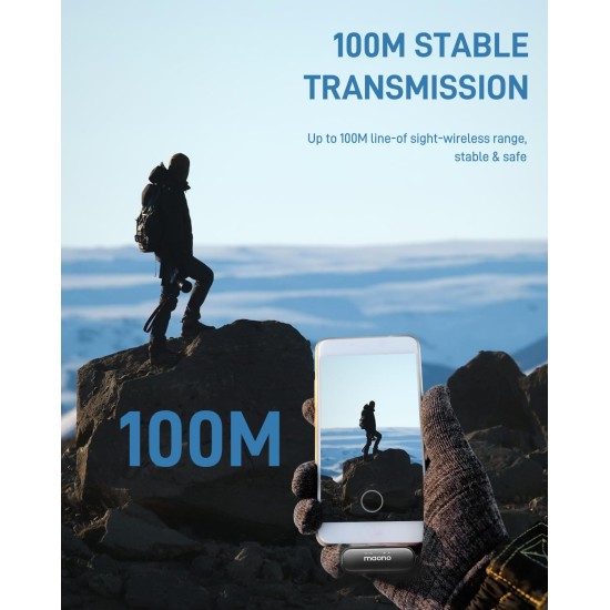 MAONO Wireless Collar Mic for YouTube PC and Type C Mobile, Noise Cancellation Lapel mic with 6H Battery, 100m Transmission, Gain, Mute, Monitoring for YouTube, Vlogging, Podcasting (WM620-Black)