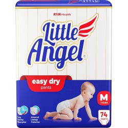 Little Angel Baby Easy Dry Diaper Pants With 12 Hrs Absorption Medium (M) Size 74 Count, 7-12 Kgs - M (74 Pieces)