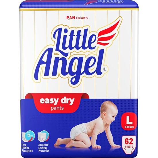 Little Angel Baby Easy Dry Diaper Pants With 12 Hrs Absorption Large Size, 9-14 Kgs - L (62 Pieces) Little Angel Baby Easy Dry Diaper Pants With 12 Hrs Absorption Large Size, 9-14 Kgs - L (62 Pieces)