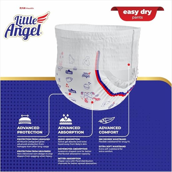 Little Angel Baby Easy Dry Diaper Pants With 12 Hrs Absorption Large Size, 9-14 Kgs - L (62 Pieces) Little Angel Baby Easy Dry Diaper Pants With 12 Hrs Absorption Large Size, 9-14 Kgs - L (62 Pieces)