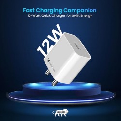 Portronics Adapto 12 C 2.4A 12W Fast Wall Charger with 1M Type C Charging Cable for iPhone 11/Xs/XS Max/XR/X/8/7/6/Plus, iPad Pro/Air 2/Mini 3/Mini 4, Samsung S4/S5, and More(White) Portronics Adapto 12 C 2.4A 12W Fast Wall Charger with 1M Type C Charging Cable for iPhone 11/Xs/XS Max/XR/X/8/7/6/Plus, iPad Pro/Air 2/Mini 3/Mini 4, Samsung S4/S5, and More(White)