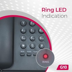 Beetel G10 Newly Launched, Corded Landline Phone, Ringer LED Indication, Desk and Wall Mountable, 3 Step Ringer Volume Control, Tone/Puls/Flash/Pause/Redial, TEC Certified (G10 Black)