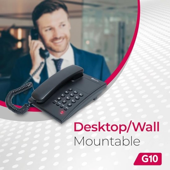 Beetel G10 Newly Launched, Corded Landline Phone, Ringer LED Indication, Desk and Wall Mountable, 3 Step Ringer Volume Control, Tone/Puls/Flash/Pause/Redial, TEC Certified (G10 Black)