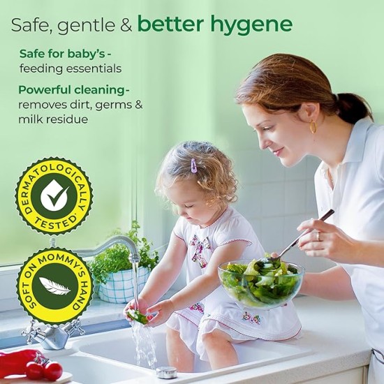 Luvlap Plant Based Liquid Cleanser, Refill pack- 1000ml, With Neem, Lemon & Basil, For Feeding Accessories, Toys, Fruits & Vegetables, 100% Food Grade, Free From Bleach & SLS