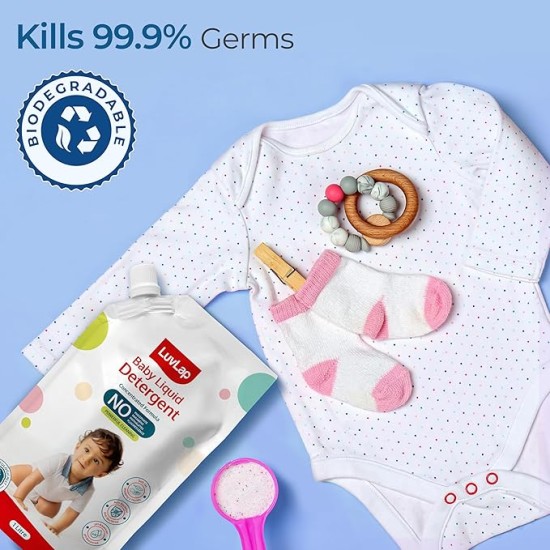 LuvLap Baby Laundry Detergent Refill pack- 1000ml, pH Balanced Dermatologically tested formula, No harsh chemicals, Safe for mommy's hands & baby's skin, Anti Bacterial, Enriched in Aloe Vera