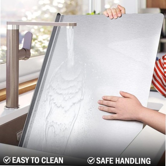 Clazkit Counter Top Stainless Steel Chopping Cutting Board Vegetable,Fruit,Bread & Meat Durable Safe & Heavy Duty, Regular (360 x 300 x 1 (+25) Clazkit Counter Top Stainless Steel Chopping Cutting Board Vegetable,Fruit,Bread & Meat Durable Safe & Heavy Duty, Regular (360 x 300 x 1 (+25)