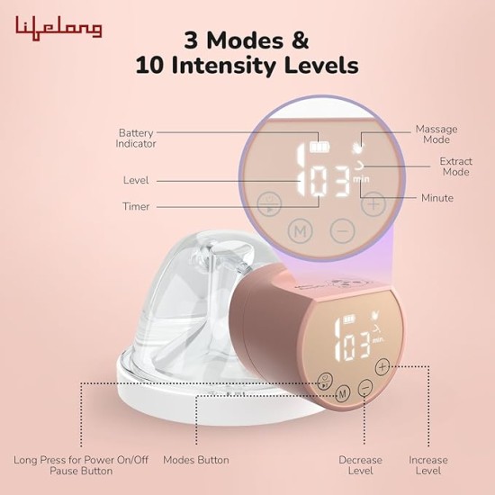 Lifelong Cuppy Milk Wearable Breast Pump Electric for Feeding Mothers - Hands Free Breast Feeding Machine |Rechargeable| BPA free| 3 Modes 10 levels | 18, 21, 24 Flange Size| 1 Yr Warranty on Motor Lifelong Cuppy Milk Wearable Breast Pump Electric for Feeding Mothers - Hands Free Breast Feeding Machine |Rechargeable| BPA free| 3 Modes 10 levels | 18, 21, 24 Flange Size| 1 Yr Warranty on Motor
