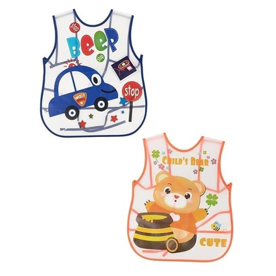BabyGo Plastic Waterproof Quick Dry Sleeveless Washable Printed Feeding Bibs Apron for New Born Kids & Toddler, Unisex Cute Printed Meal Time Bib Set for Baby Boys & Girls(Pack of 2, Assorted) BabyGo Plastic Waterproof Quick Dry Sleeveless Washable Printed Feeding Bibs Apron for New Born Kids & Toddler, Unisex Cute Printed Meal Time Bib Set for Baby Boys & Girls(Pack of 2, Assorted)