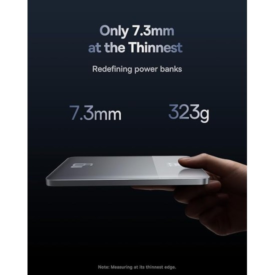 Baseus Blade2 12000mAh 65W Fast-Charging Power Bank – Ultra Slim with Digital Display, Dual Type-C PD Output – Horizon Silver (with 100W Type-C Cable)