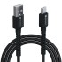Portronics Konnect X 3A Unbreakable Nylon Braided USB to Type C Fast Charging Cable 2M Long, Supports All Type C Smartphones and Devices(Black)