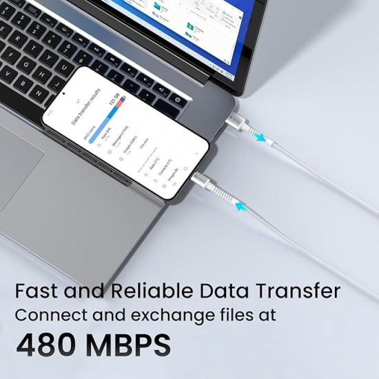 Portronics Konnect X 3A Unbreakable Nylon Braided USB to Type C Fast Charging Cable 2M Long, Supports All Type C Smartphones and Devices(White) Portronics Konnect X 3A Unbreakable Nylon Braided USB to Type C Fast Charging Cable 2M Long, Supports All Type C Smartphones and Devices(White)