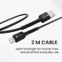 Portronics Konnect X USB to 8 Pin/Lightning Fast Charging Cable with 3A Output,Data Sync,Nylon Braided, Aluminium Alloy Shell, Compatible With iPhone 14,13,12,11, X, 8 Pro/Pro Max Series, iPad (Black)