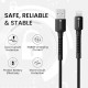 Portronics Konnect X USB to 8 Pin/Lightning Fast Charging Cable with 3A Output,Data Sync,Nylon Braided, Aluminium Alloy Shell, Compatible With iPhone 14,13,12,11, X, 8 Pro/Pro Max Series, iPad (Black)