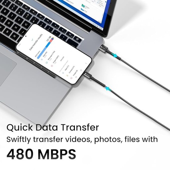 Portronics Konnect X USB to 8 Pin/Lightning Fast Charging Cable with 3A Output,Data Sync,Nylon Braided, Aluminium Alloy Shell, Compatible With iPhone 14,13,12,11, X, 8 Pro/Pro Max Series, iPad (Black)