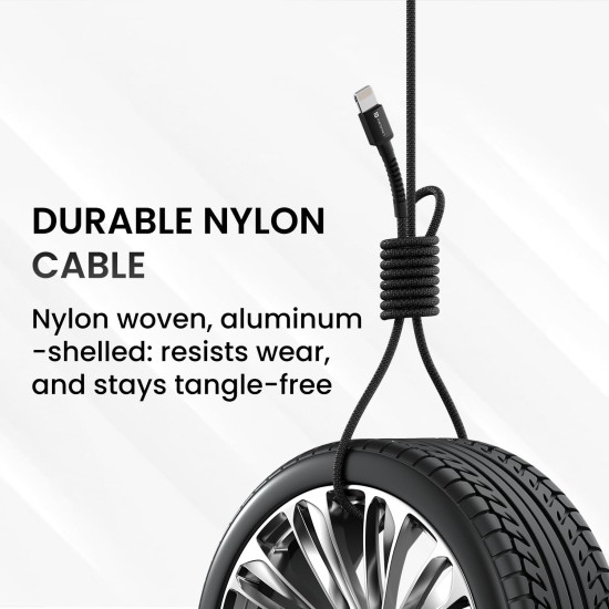 Portronics Konnect X USB to 8 Pin/Lightning Fast Charging Cable with 3A Output,Data Sync,Nylon Braided, Aluminium Alloy Shell, Compatible With iPhone 14,13,12,11, X, 8 Pro/Pro Max Series, iPad (Black)