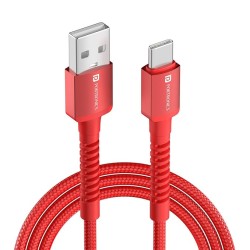 Portronics Konnect X 60W 6A USB-A to Type C Fast Charging Cable With WARP/DASH/VOOC/SuperVOOC/FLASH Charging Support, Compatible with OnePlus, Oppo, iPhone 15 & other Type C Smartphone & Devices(Red)