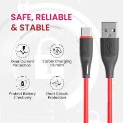 Portronics Silklink 3A USB to Type C Fast charging Cable for Type C Smartphone and Devices,Premium Silicon Cable, 1M (Red) Portronics Silklink 3A USB to Type C Fast charging Cable for Type C Smartphone and Devices,Premium Silicon Cable, 1M (Red)