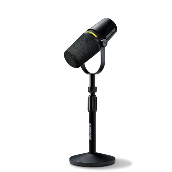 Shure MV7+ Podcast Microphone with Stand. Enhanced Audio, LED Touch Panel, USB-C & XLR Outputs, Auto Level Mode, Digital Pop Filter, Reverb Effects, Podcasting, Streaming, Recording - Black Shure MV7+ Podcast Microphone with Stand. Enhanced Audio, LED Touch Panel, USB-C & XLR Outputs, Auto Level Mode, Digital Pop Filter, Reverb Effects, Podcasting, Streaming, Recording - Black