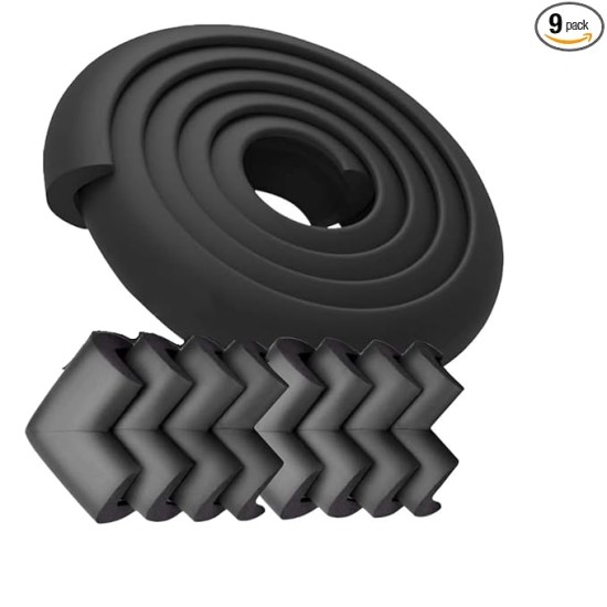 BabyPro Baby proofing Edge and Corner Combo (12mm, Pack of 9) by Certified Professional Childproofer of 2 Meters of Edge Guard & 8 Corner Protectors Covering, Furniture Corners (Black) BabyPro Baby proofing Edge and Corner Combo (12mm, Pack of 9) by Certified Professional Childproofer of 2 Meters of Edge Guard & 8 Corner Protectors Covering, Furniture Corners (Black)