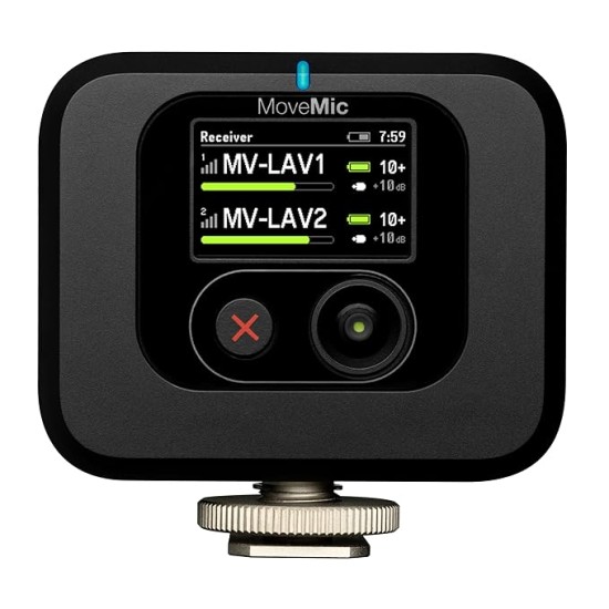 Shure MoveMic Receiver - Cold Shoe Mountable Camera Receiver for MoveMic Lavalier Microphones, Compatible with Most DSLR Cameras and Computers, for Mobile Content Creators