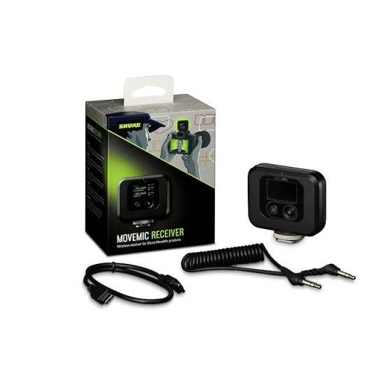 Shure MoveMic Receiver - Cold Shoe Mountable Camera Receiver for MoveMic Lavalier Microphones, Compatible with Most DSLR Cameras and Computers, for Mobile Content Creators