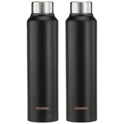Stainless Steel Water Bottle (Pack of 2) | BIS-Approved | 900ml (Matte Black)