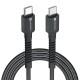 Portronics Konnect X 60W Unbreakable Nylon Braided Cable, 2M Fast Charging Cable For iPhone 15 Series, iPad, Samsung Galaxy (Black)