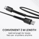 Portronics Konnect X 60W Unbreakable Nylon Braided Cable, 2M Fast Charging Cable For iPhone 15 Series, iPad, Samsung Galaxy (Black)