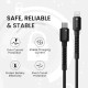Portronics Konnect X 27W Type C to 8 Pin Fast Charging Strong Braided Cable, Metal Heads, 1M Length, Supports all 8 Pin & Lightning Devices (Black)