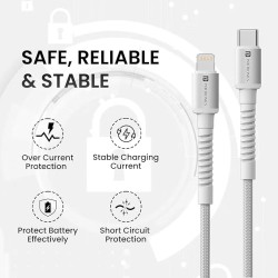 Portronics Konnect X Type C to 8-Pin 27W Fast Charging Cable, Premium TPE Material, Support to all Lightning Devices 2M Length(White) Portronics Konnect X Type C to 8-Pin 27W Fast Charging Cable, Premium TPE Material, Support to all Lightning Devices 2M Length(White)