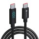 Portronics Konnect View 100W Type C to Type C Cable with LED Display with 5A Max Output, Fast Data Sync, 2M Length, Tangle Resistance supports Laptop Charging(Black)