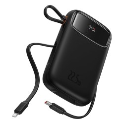 Baseus Qpow2 Power Bank, 10000mAh, 22.5W Fast Charging, Dual Built-in Cables, Digital Display