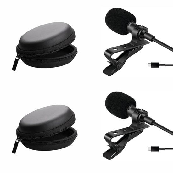 HUMBLE HB-C01 Lavalier Lapel Condenser Mic for Android, USB Type C Microphone for YouTube Vlogging Facebook Interview Livestream Video Recording and All(1.5 Meter) Pack of 2