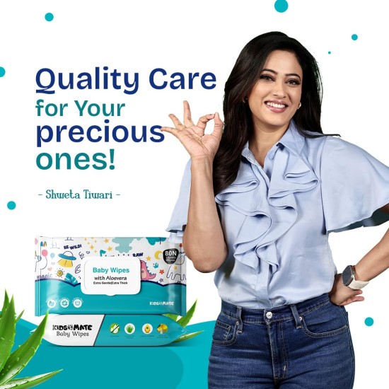 Kidsmate Gentle Care Baby Wipes | Soft & Thick Wet Wipes for Babies | Aloe Vera Moisturizing Wipes for Delicate Skin | Prevents Rashes & Redness | Alcohol & Soap-Free (80 count Pack of 3) Kidsmate Gentle Care Baby Wipes | Soft & Thick Wet Wipes for Babies | Aloe Vera Moisturizing Wipes for Delicate Skin | Prevents Rashes & Redness | Alcohol & Soap-Free (80 count Pack of 3)