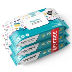 Kidsmate Gentle Care Baby Wipes | Soft & Thick Wet Wipes for Babies | Aloe Vera Moisturizing Wipes for Delicate Skin | Prevents Rashes & Redness | Alcohol & Soap-Free (80 count Pack of 3)