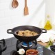 Cast Iron Pre Seasoned Pan Cast Iron Deep Kadhai, 10 Inches (25 cm), Black, 100% Toxin-Free, Naturally Non-Stick, Long Lasting.